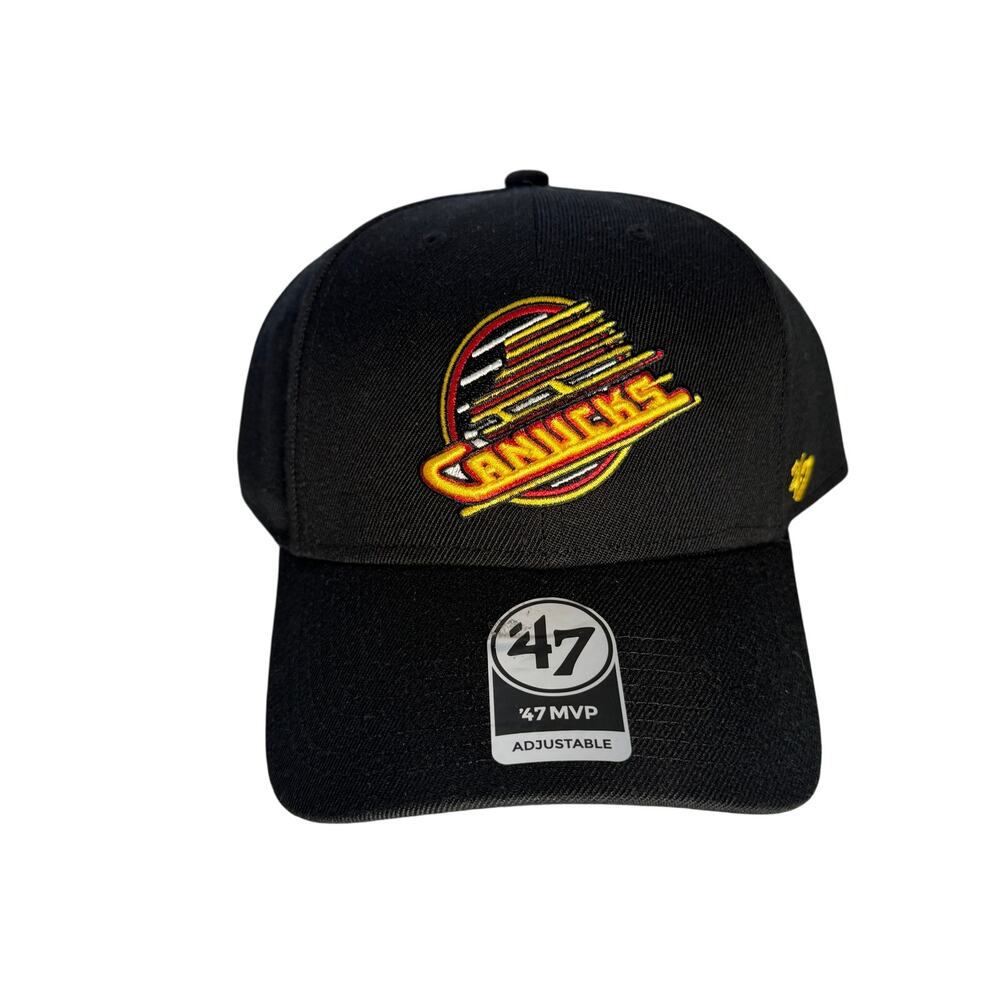 47 Vancouver Canucks Black MVP Adjustable Hat NHL Hockey Cap NWT OSFM